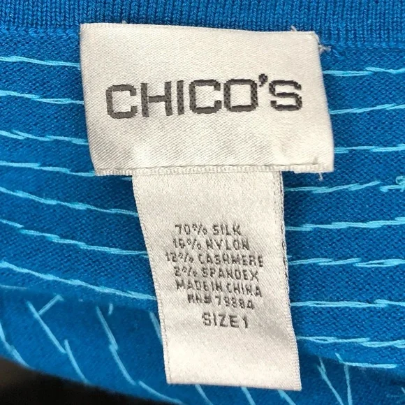 Chico's blue sequin silk cardigan - Picture 7 of 8